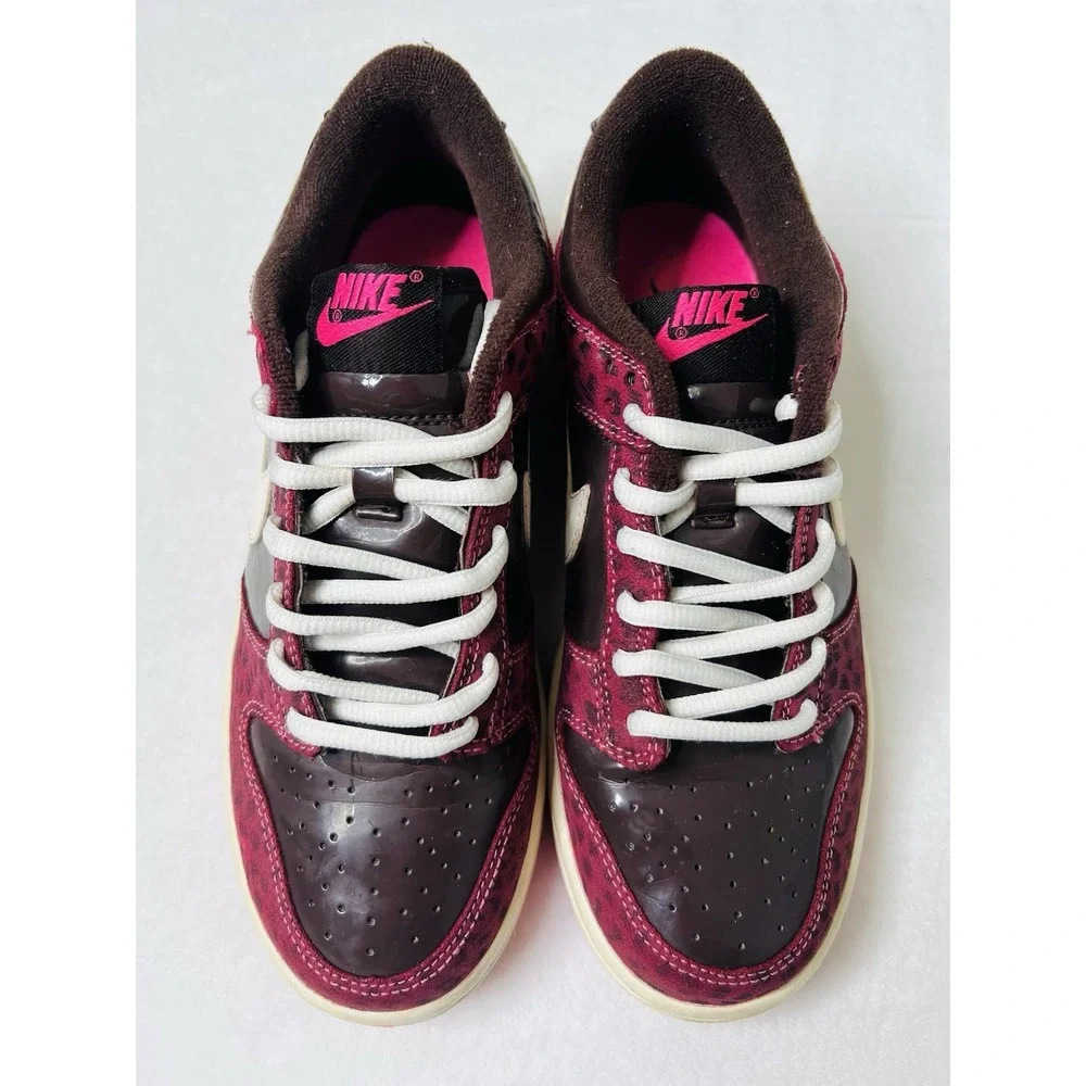 Nike Dunk Low GS Sail Dark Cinder‎ Laser Pink White Leopard 309601-211 Size 5.5Y